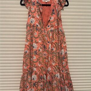 Emerson Fry Coral Floral Midi Dress